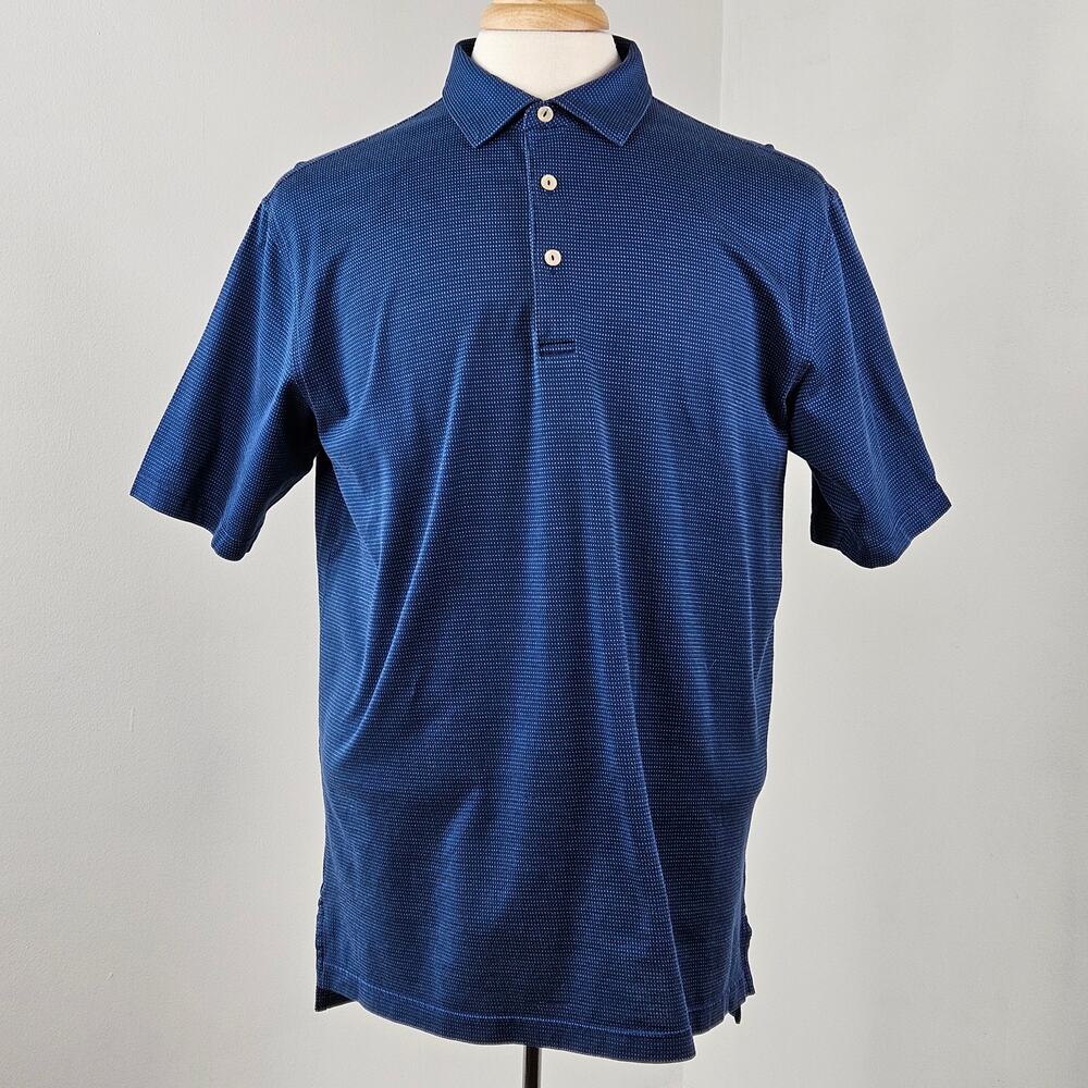 Peter Millar Men's Blue Polo Crown Ease Short-Sleeve Shirt |‎ Large | FLAWS